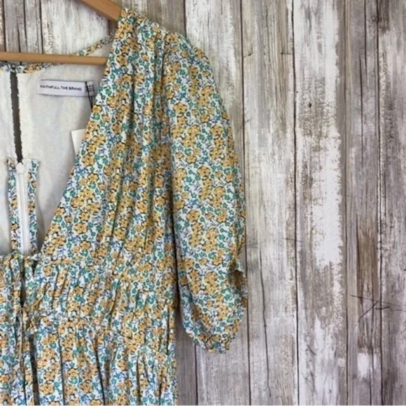 NWT Faithfull The Brand Patrinico Sabinosa Floral Midi Dress Puff Sleeve 4 - Picture 5 of 8